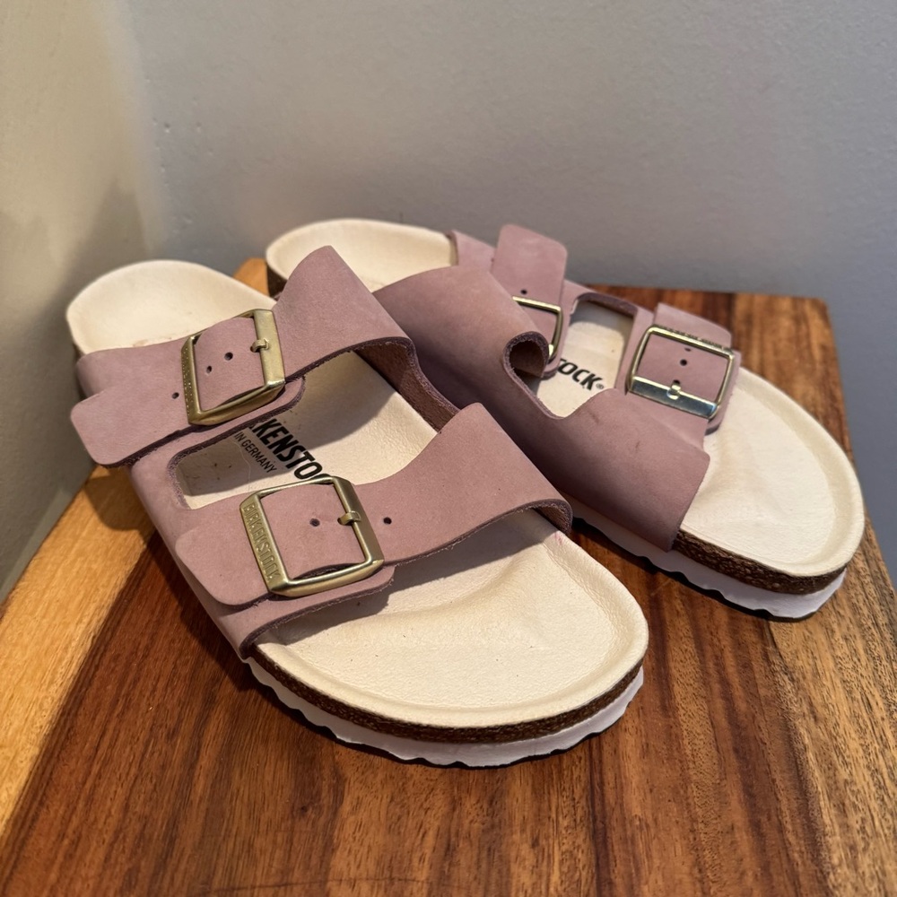 Birkenstock suede leather lilac Two-Strap Sandals